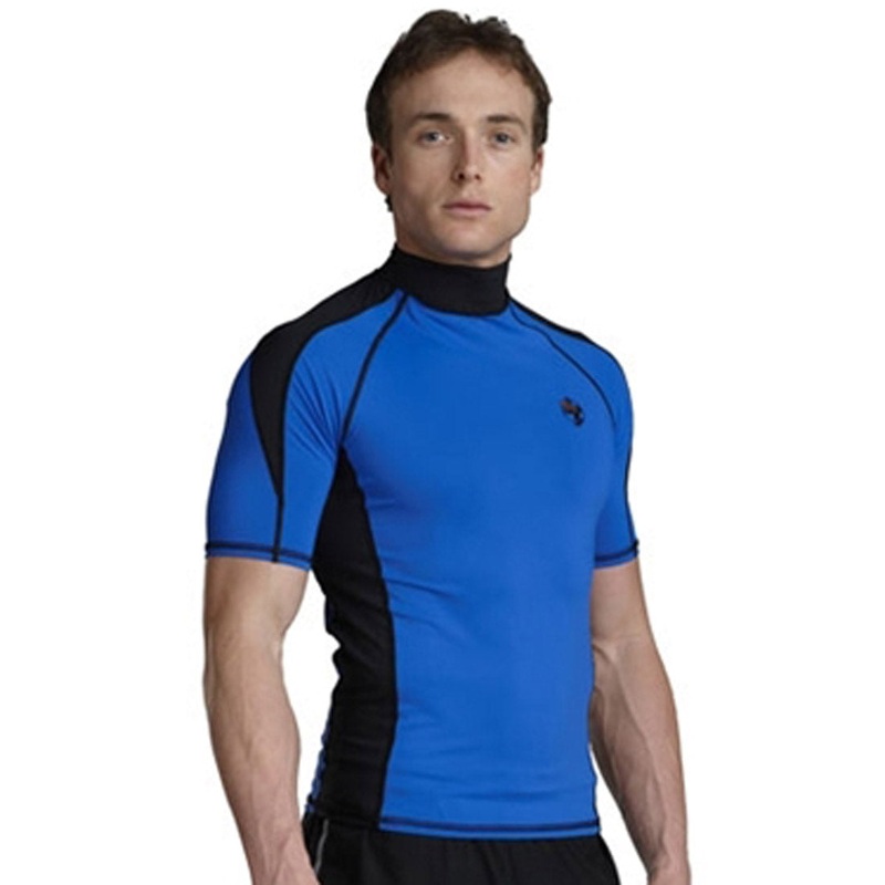 Akona Mens Short Sleeve Rash Guard for Scuba Diving Snorkeling CLOSEOUT Blue