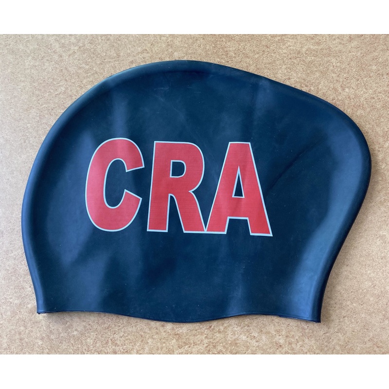 LONG Hair BLACK Solid Silicone Cap with Team Logos ONLY - CRA Swim Team