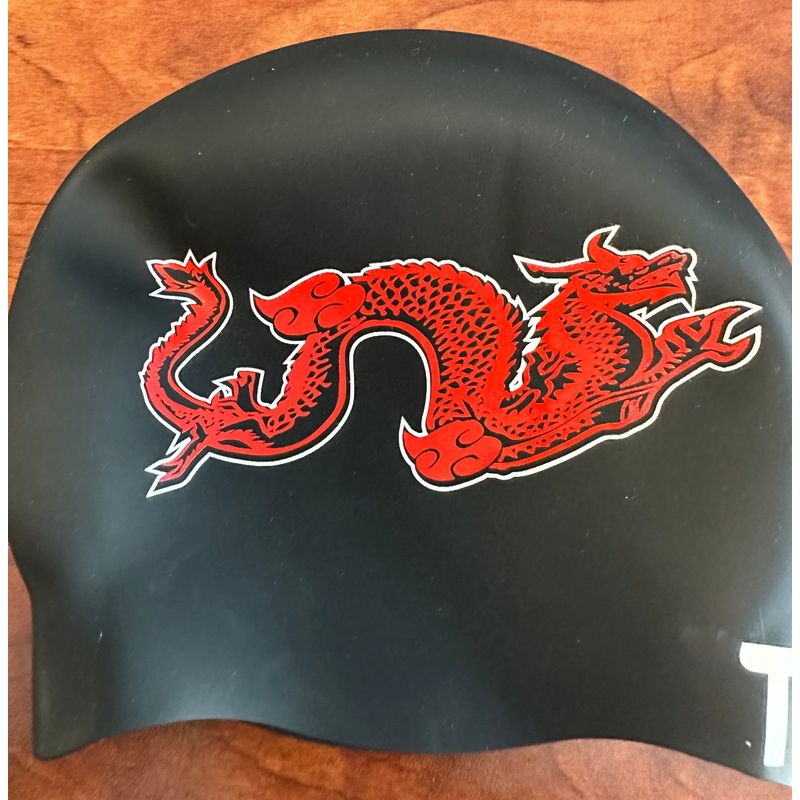 Wrinkle Free Solid BLACK Silicone Caps with Team Logos ONLY - CRA Swim Team