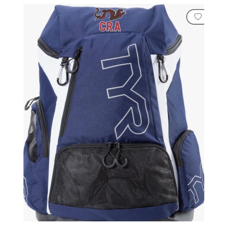 TYR Alliance Navy/White Team Backpack 45L with Team Logos & Personalization - CRA Swim Team