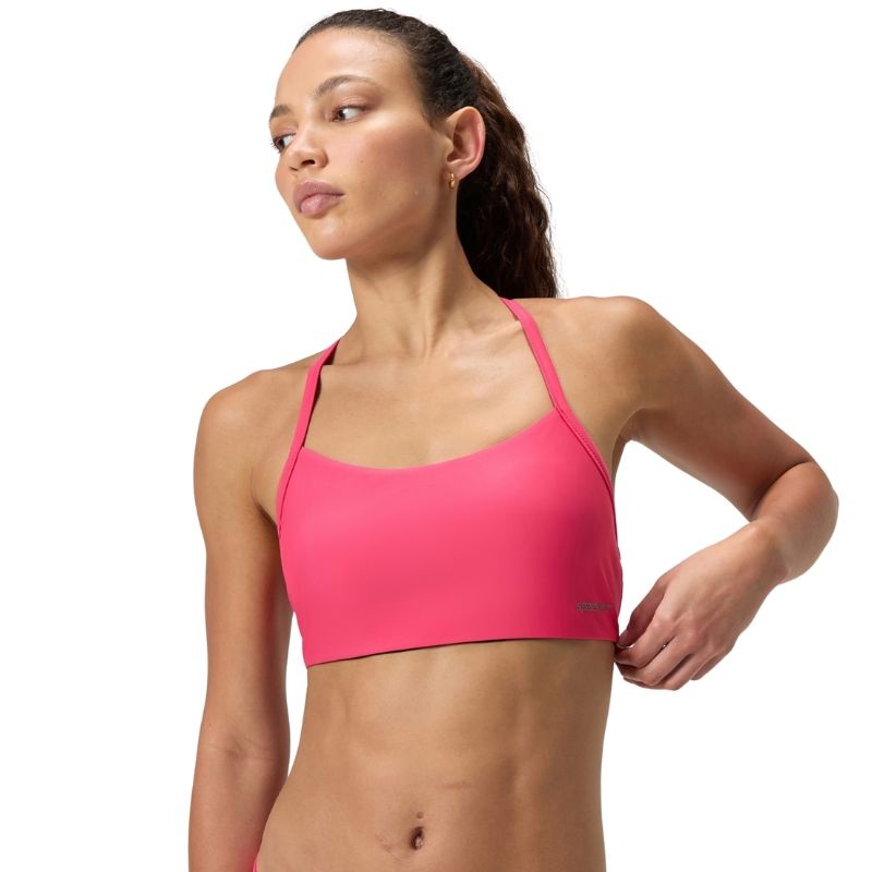 Speedo - Women's Solid Racerback Bikini Top - Dark Pink