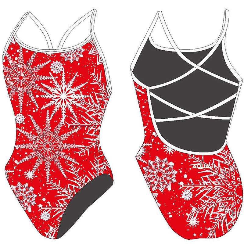AQUA - Xmas Women Training Back One Piece - Red