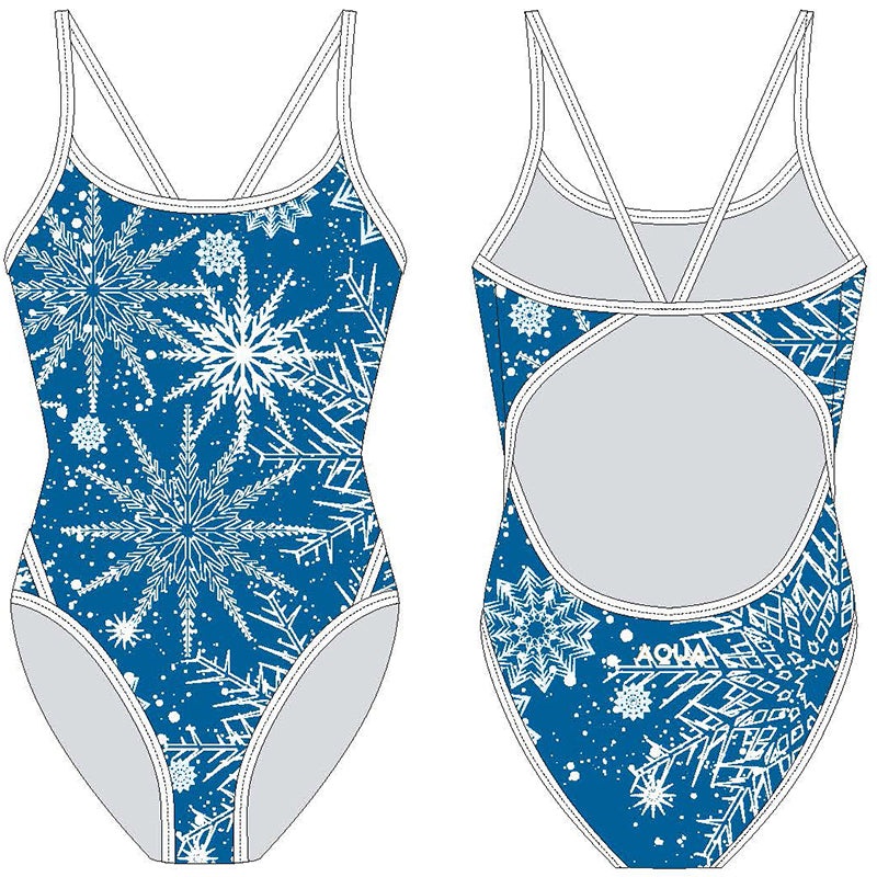 AQUA - Xmas Women Thin Strap One Piece - Blue