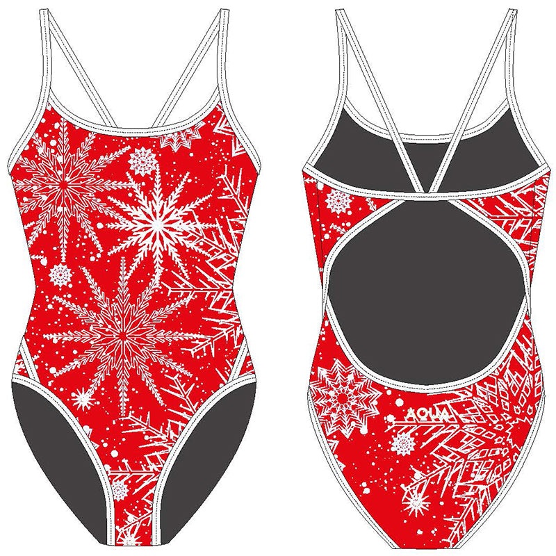 AQUA - Xmas Women Thin Strap One Piece - Red
