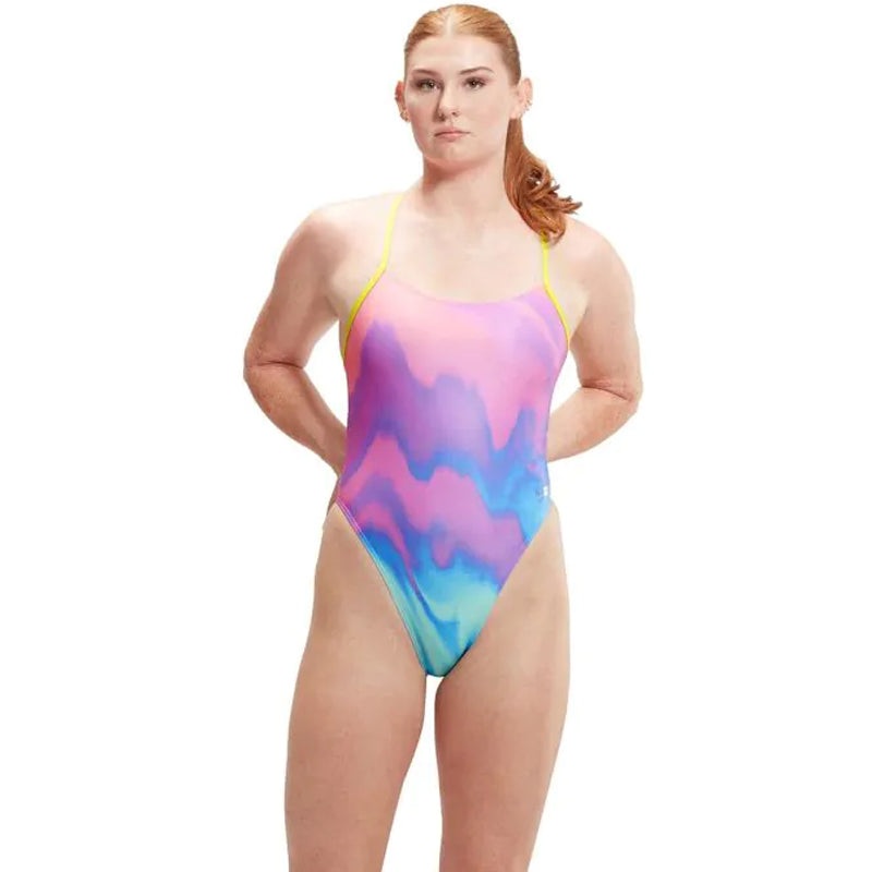 Speedo - Women's Allover Digital Tie Back - Pink/Blue
