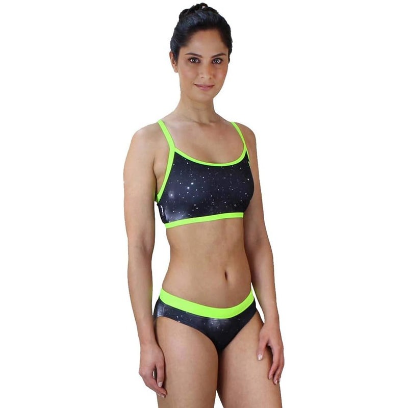 Zone3 - Womens Cosmic Bikini 2-Piece Swimsuit (Grey/Fluro Yellow)