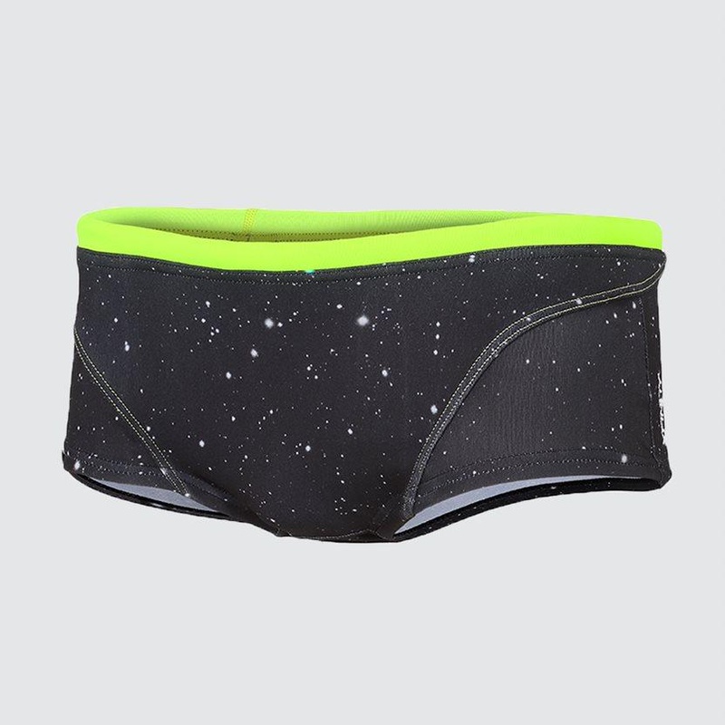 Zone3 Men's Swim Brief Shorts - Cosmic - Grey/ Fluro Yellow