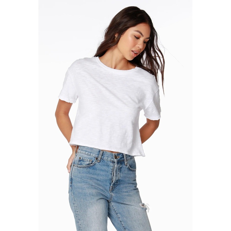 BOBI RAW EDGED CROPPED TEE