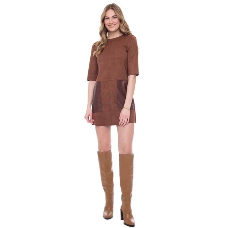 TYLER MADISON FATIMA FAUX SUEDE DRESS