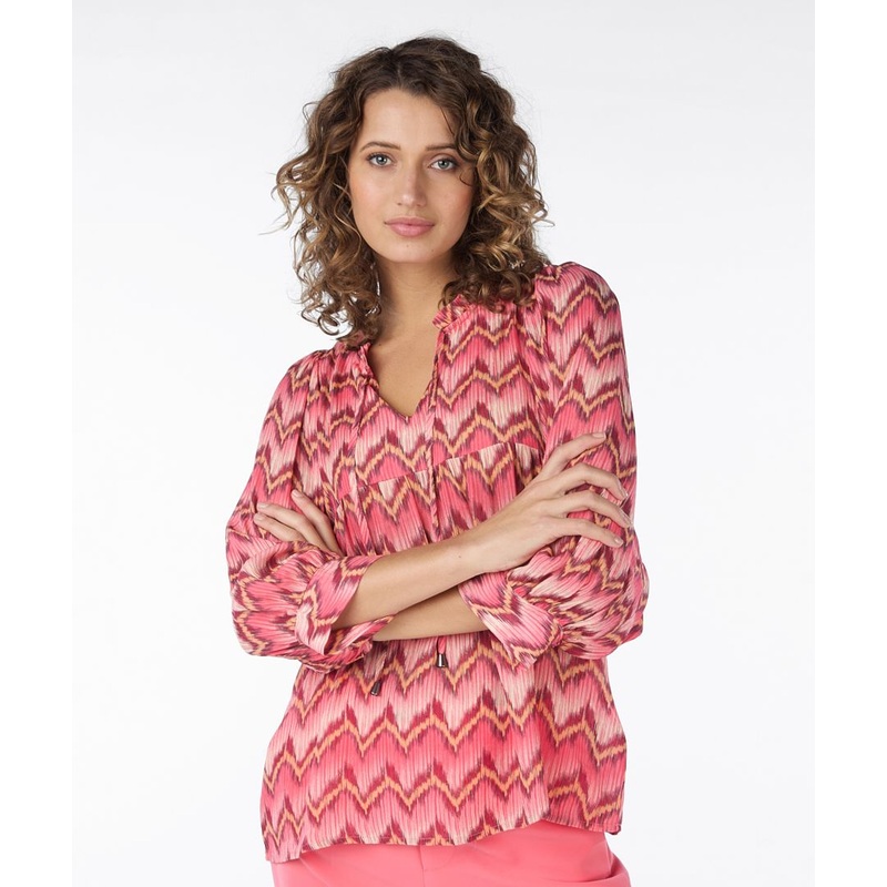 ESQUALO BLOUSE WIDE SLEEVE ZIGZAG