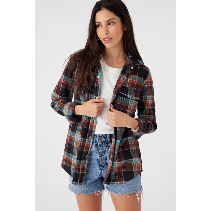 ONEILL ZUMA FLANNEL PLAID TOP