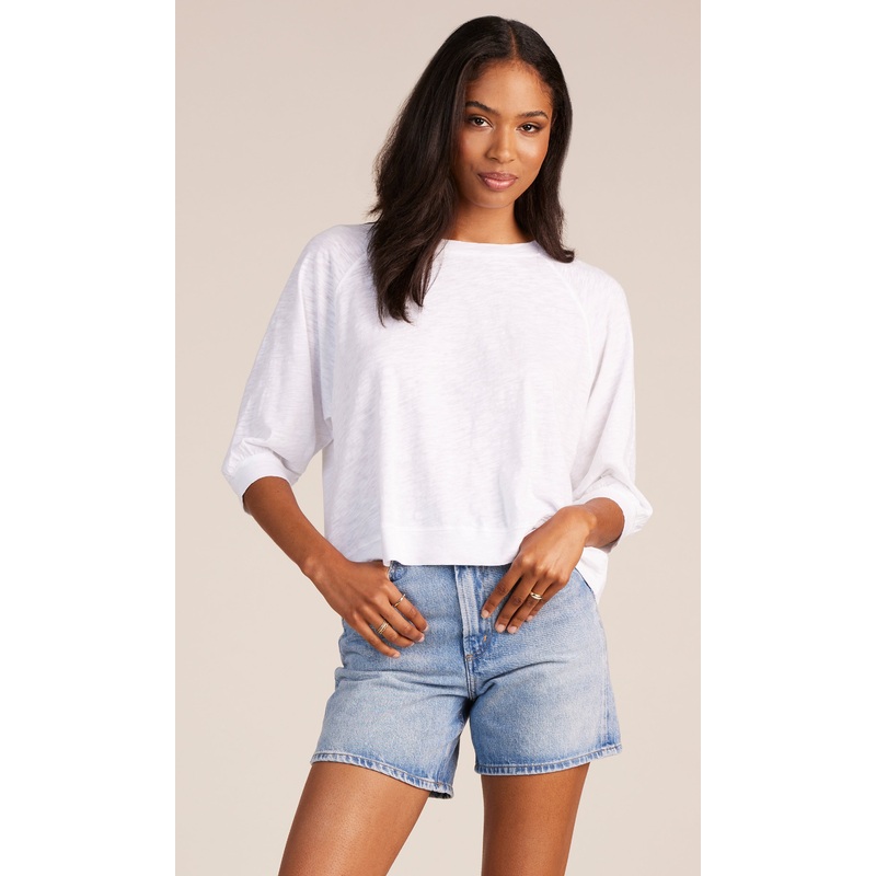 BOBI 3/4 SLEEVE RAGLAN TEE W/BANDS