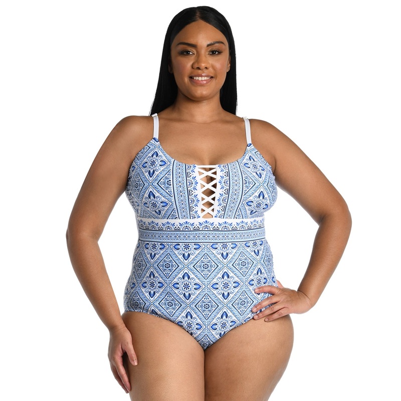 La Blanca Women's Plus Size Mediterranean Breeze Strappy Mio One Piece Swimsuit