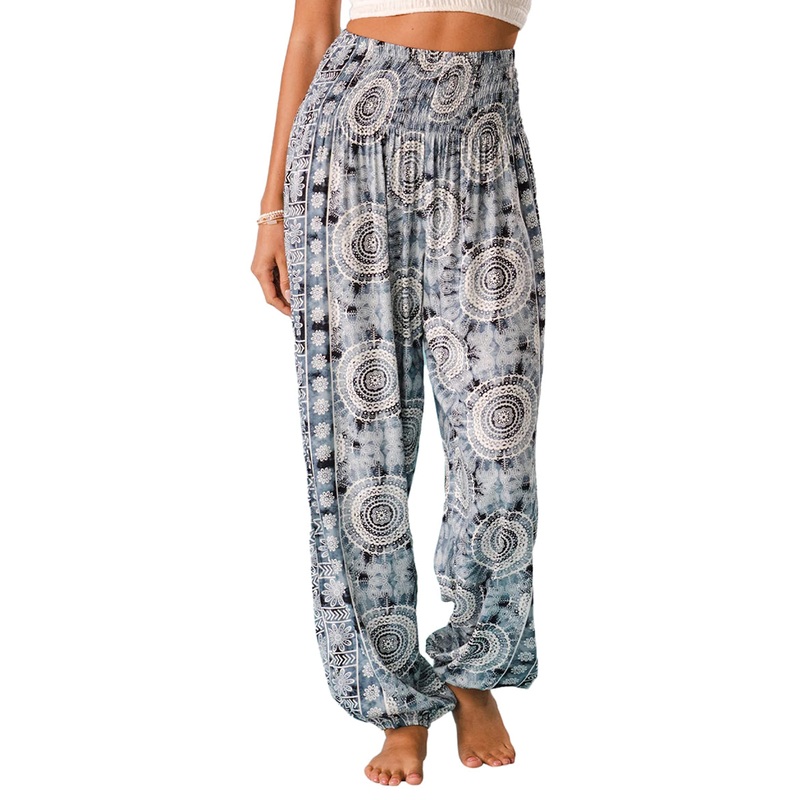 Lotus and Luna Watercolor Mandala Harem Pants
