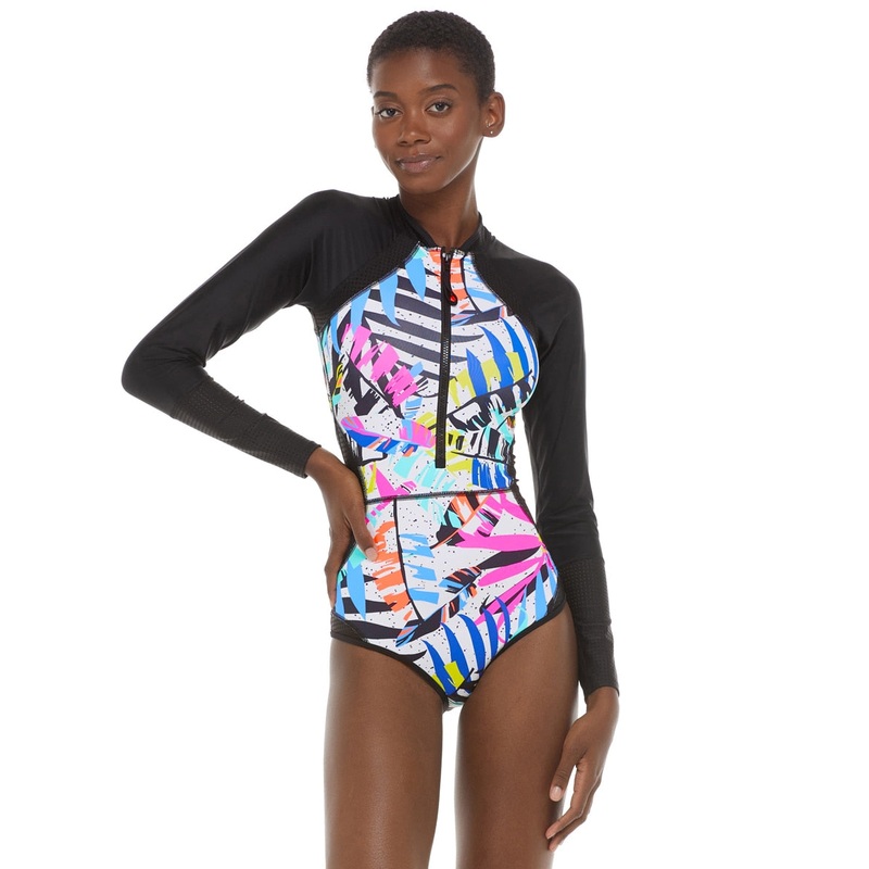 Body Glove Women's Groovy Paradise Paddle Long Sleeve One Piece Swimsuit