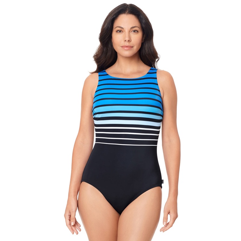 Reebok Women's In Between The Lines High Neck One Piece Swimsuit