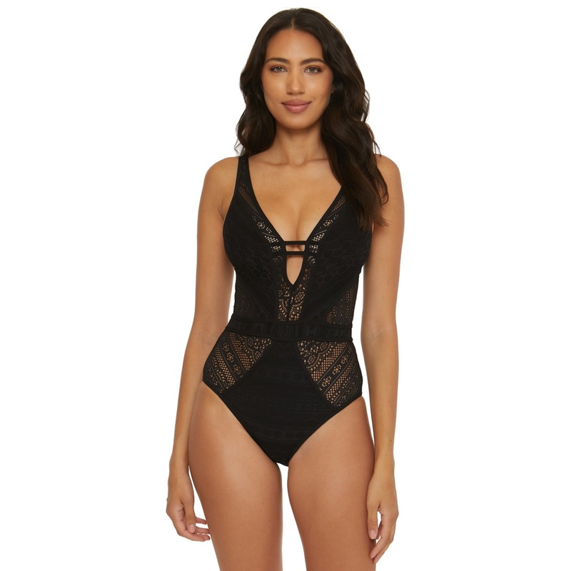 Becca Swim Women's Color Play Plunge One Piece Swimsuit