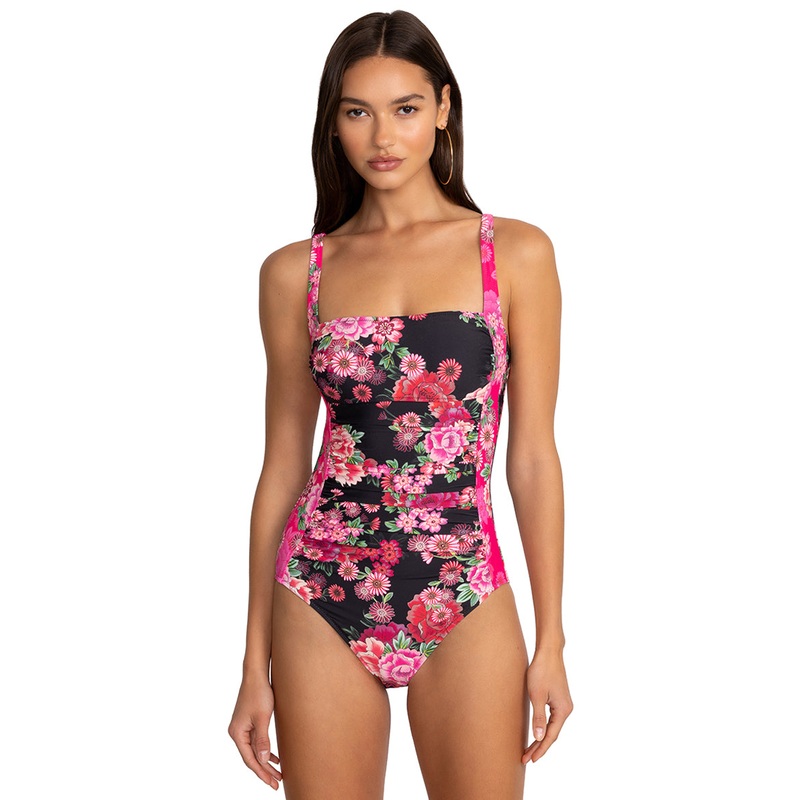 Johnny Was Women's Blum Ruched One Piece Swimsuit