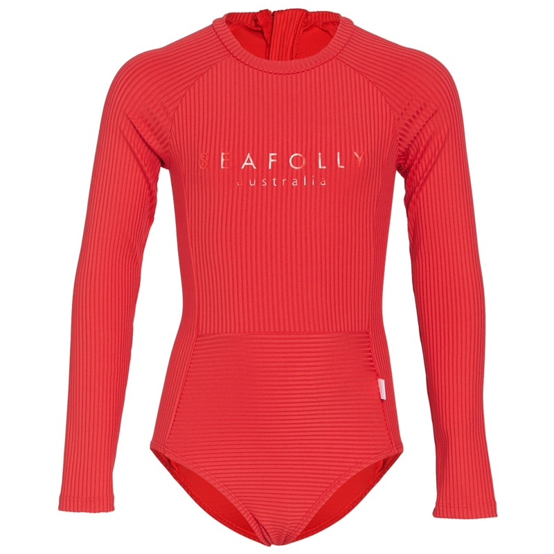 Seafolly Girls' Summer Essentials Long Sleeve One Piece Swimsuit (Big Kid)