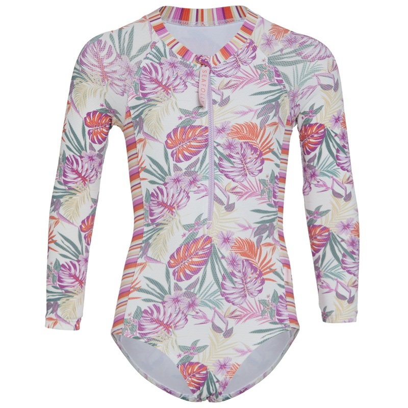 Seafolly Girls' Island In The Sun Long Sleeve One Piece Swimsuit (Baby, Toddler, Little Kid)