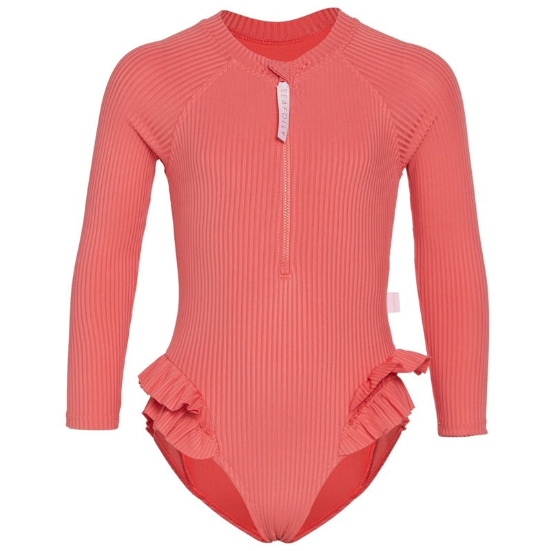 Seafolly Girls' Summer Essentials Long Sleeve One Piece Swimsuit (Baby, Toddler, Little Kid)