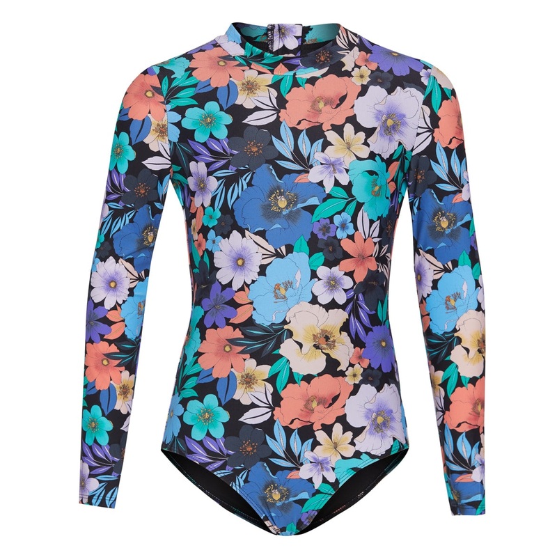 O'Neill Girls' Abbie Floral Long Sleeve One Piece Swimsuit (Big Kid)