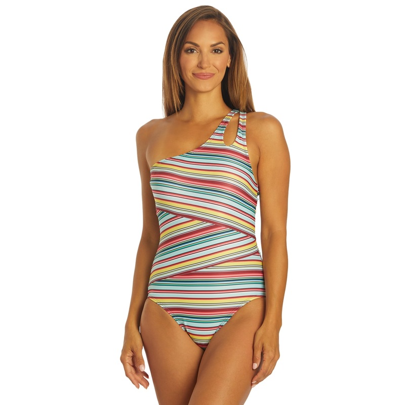 Dolfin Aquashape Women's Print Moderate Asymmetrical One Piece Swimsuit