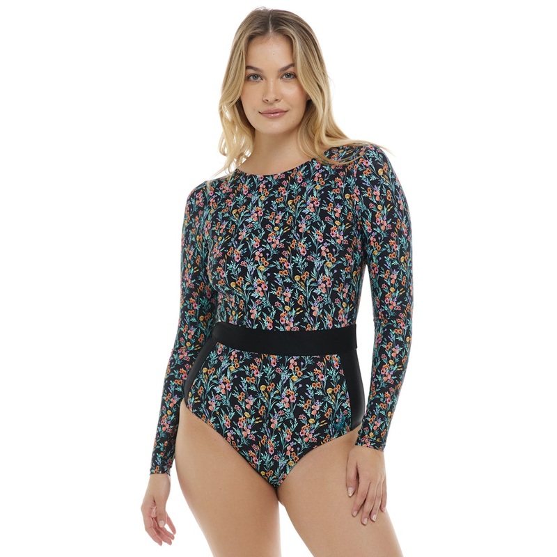 Body Glove Women's Abloom Wave Long Sleeve One Piece Swimsuit