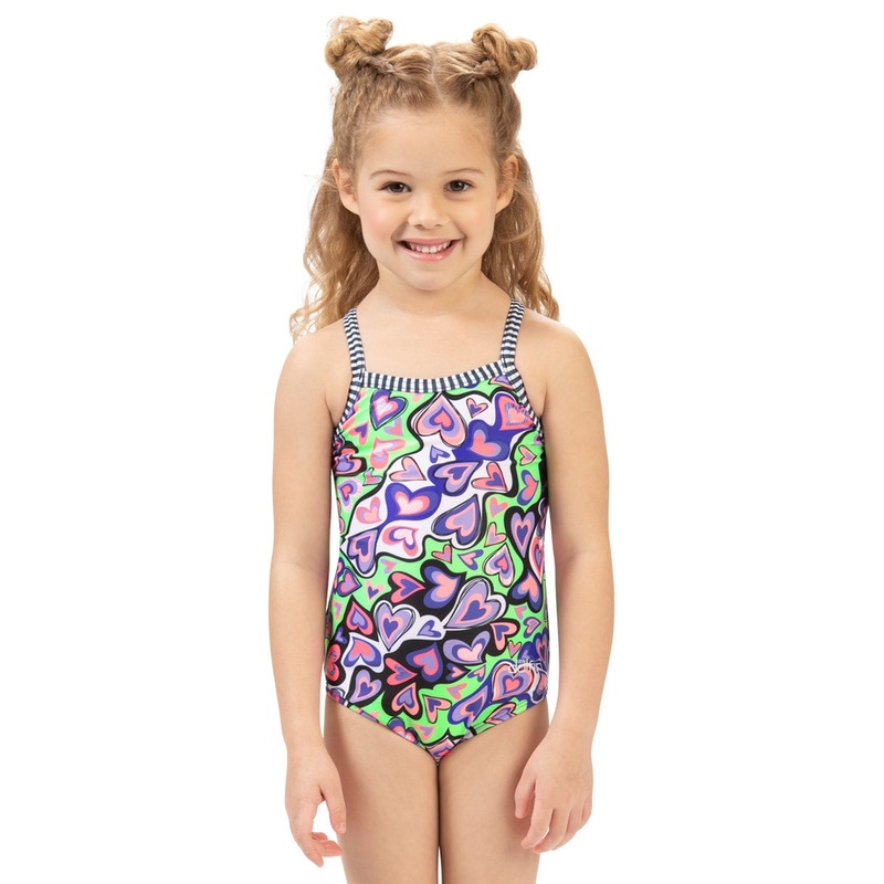 Dolfin Girls' I Heart U One Piece Swimsuit (Toddler, Little Kid)