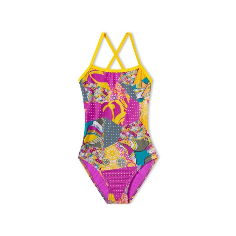 Speedo Women's Printed Double X Back One Piece Swimsuit Extended Colors