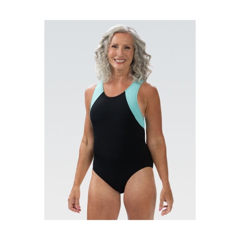 Dolfin Women's Aquashape Black and Mint Color Blocked Moderate One Piece
