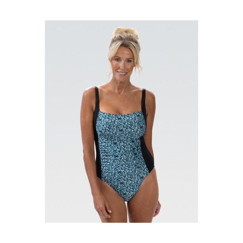 Dolfin Women's Aquashape Dot Print Moderate Square Neck One Piece Swimsuit