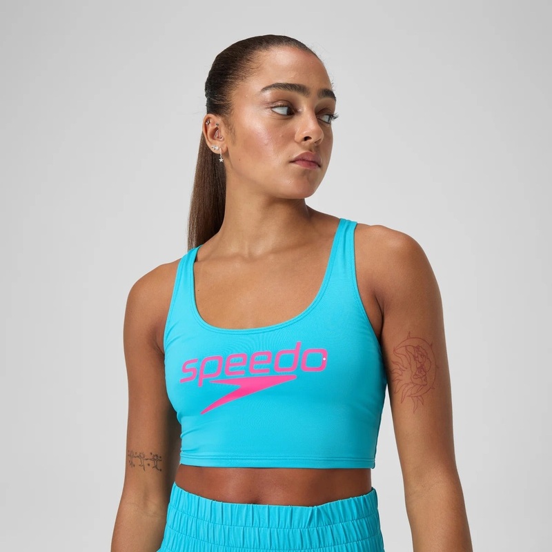Speedo Women's Solid Logo Crop Top