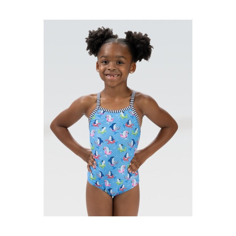 Dolfin Little Girls' Fin Floats One Piece Swimsuit