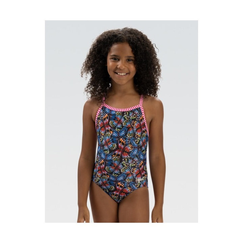 Dolfin Uglies Girls' Flutter By Criss-Cross Back One Piece Swimsuit