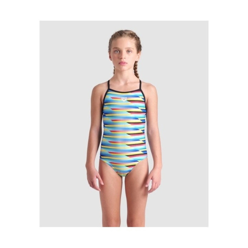 Arena Girl's Racing Stripe Lightdrop Back One Piece Swimsuit