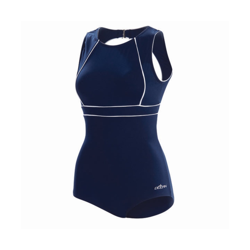 Dolfin Aquashape Swimsuit CONSERVATIVE SOLID High Neck Clasp Back