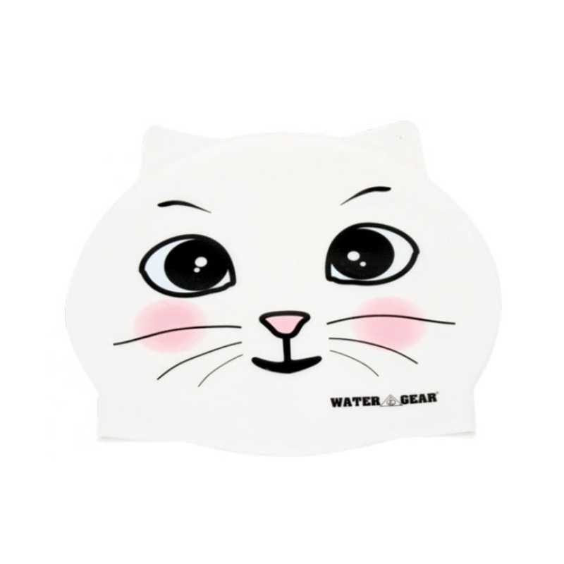 Water Gear White Cat Critter Silicone Swim Cap