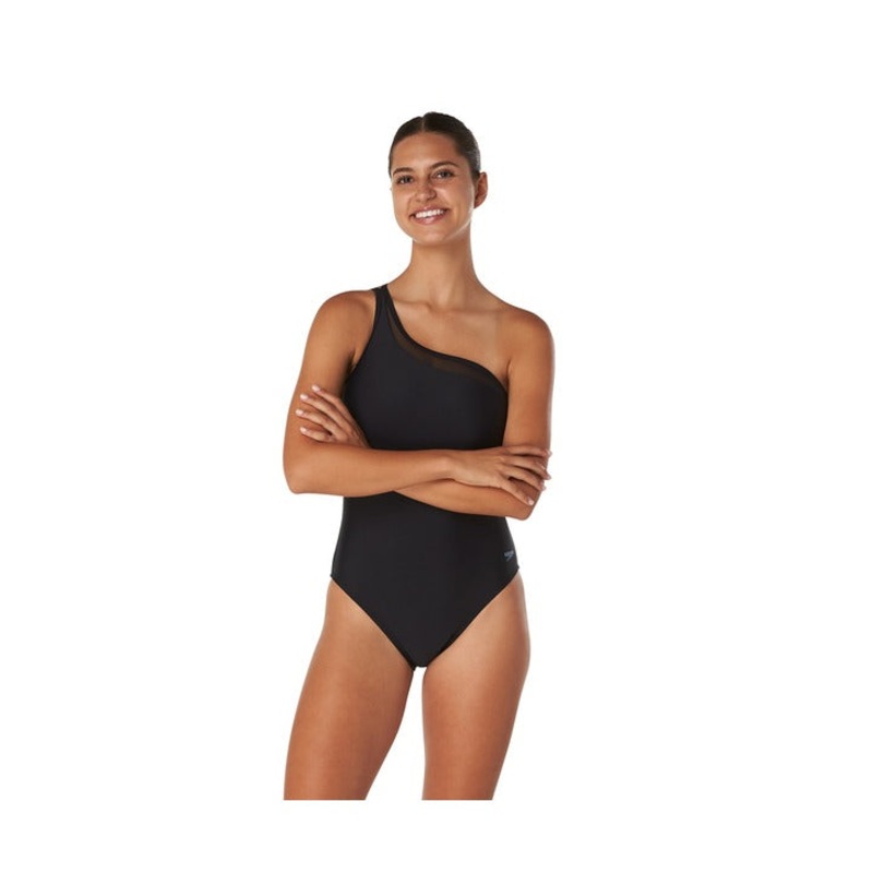 Speedo Mesh Asymmetrical One Piece Swimsuit