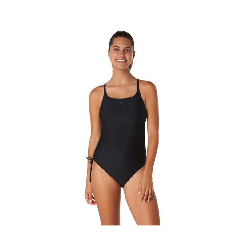 Speedo Solid Side Shirred One Piece Swimsuit