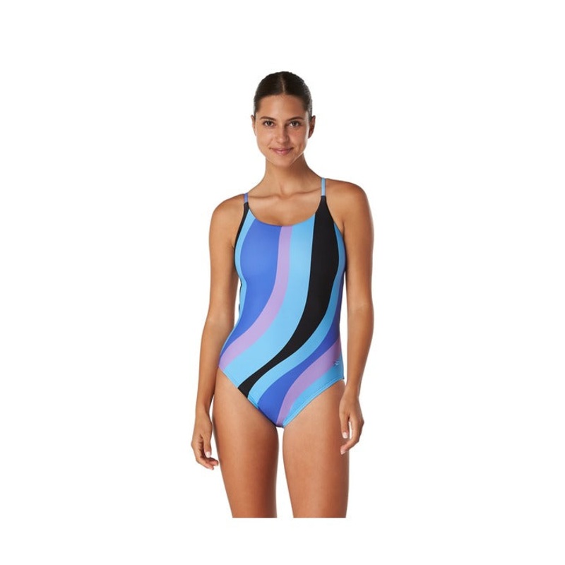 Speedo Women's Print Double Cross Back One Piece Swimsuit