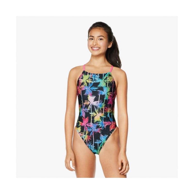 Speedo Women's Printed Strappy Fixed Back One Piece Swimsuit