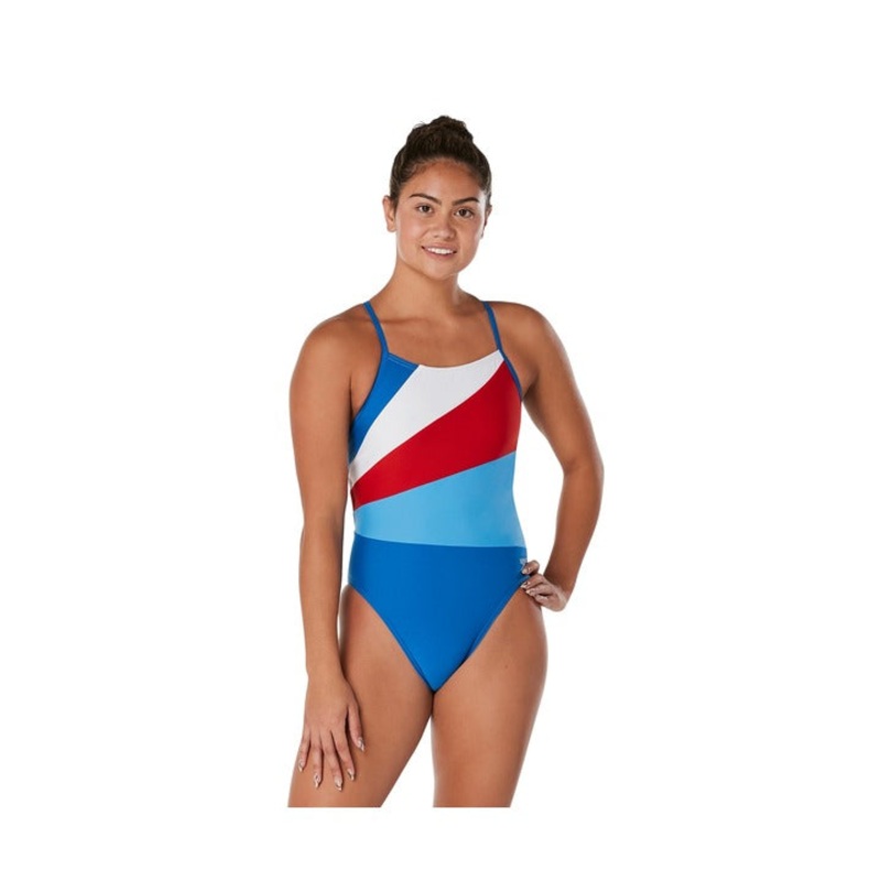 Speedo Women's Radiating Splice T-Back 1Pc Swimsuit