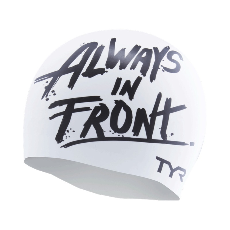 TYR Silicone Swim Cap - White Marker Graphic