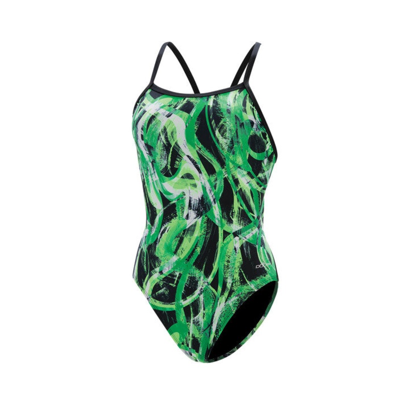 Dolfin Women's XtraSleek Women's Supernova Green V-2 Back One Piece Swimsuit