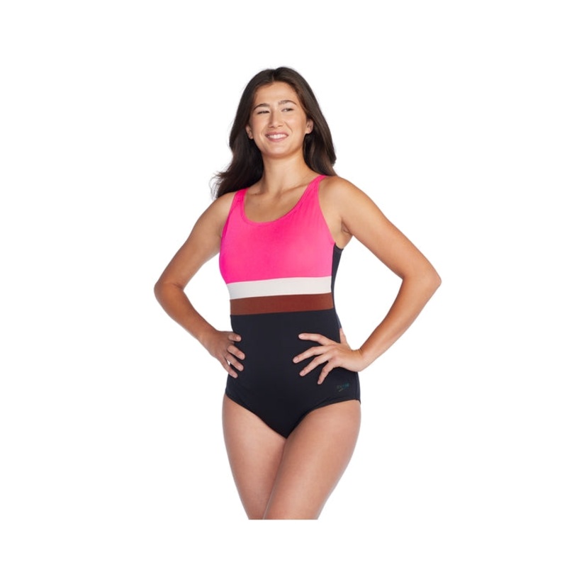 Speedo Women's Banded Colorblock One Piece Swimsuit