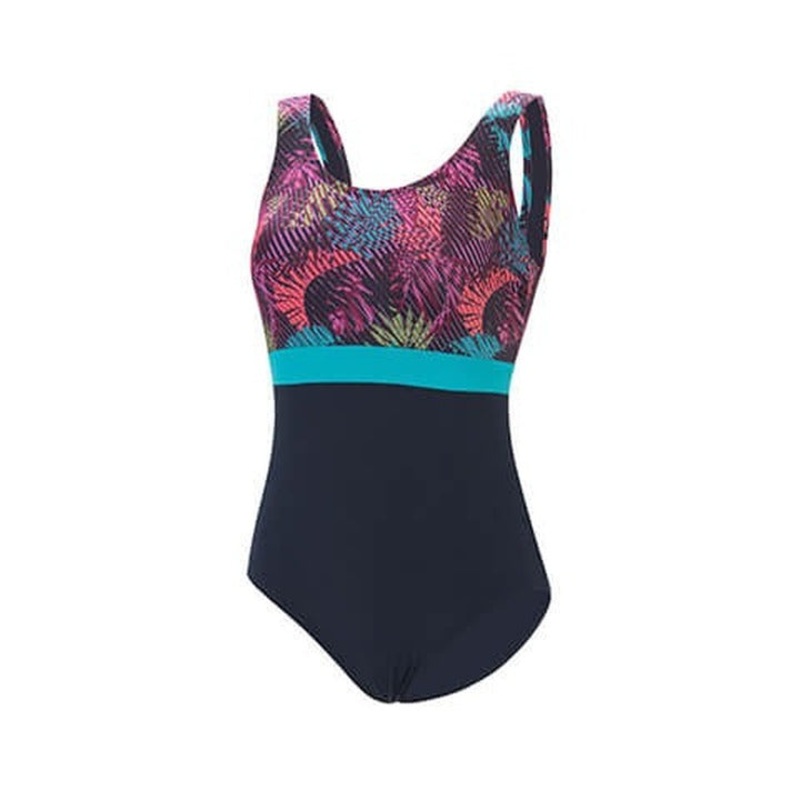 Aquashape Women's Wanderlust Color Block Moderate Scoop Back One Piece Swimsuit Enchanted