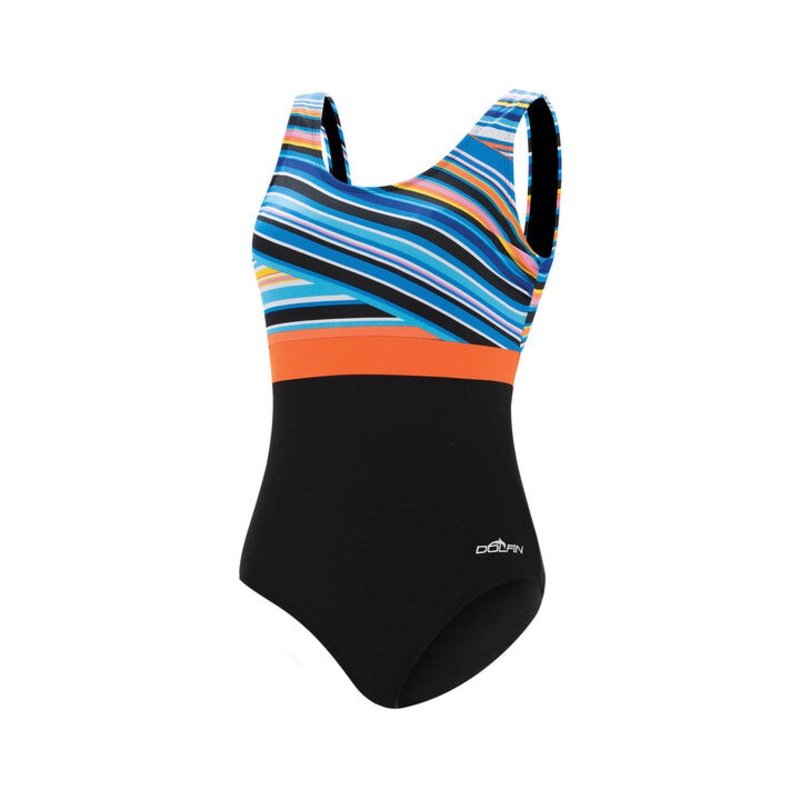 Aquashape Women's Wanderlust Color Block Moderate Scoop Back One Piece Swimsuit MultiA13