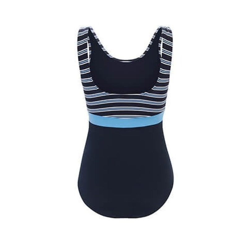 Aquashape Women's Wanderlust Color Block Moderate Scoop Back One Piece Swimsuit Simplicity