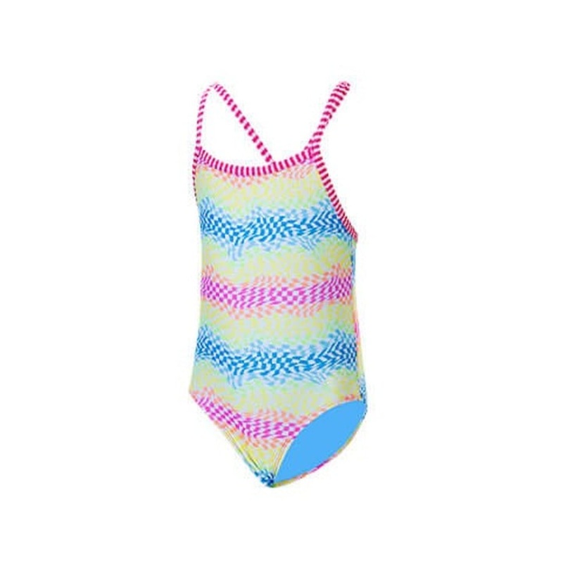 Dolfin Uglies Youth Girls Print 1-Piece Rainbow Check